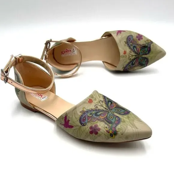 GOBY Butterfly flat ankle bracelet shoes size 38 (US 7) gray-greenish - Picture 9 of 9